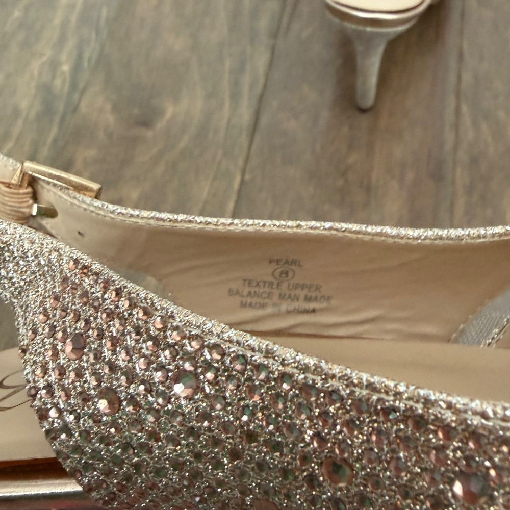 L Lorraine Gold Rhinestone Heels - Picture 5 of 10